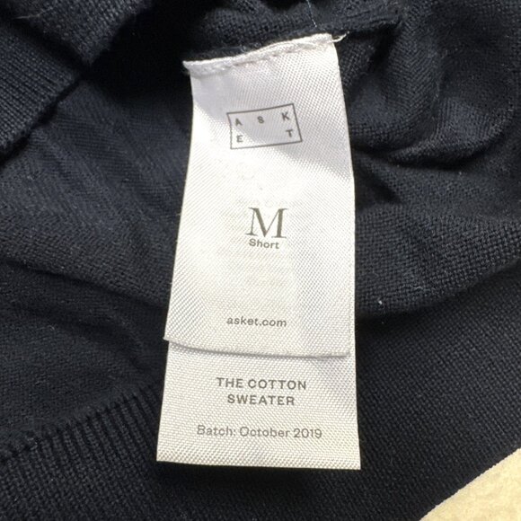 ASKET The Cotton Sweater Mens‎ Size M Short Dark Navy 100% Organic Cotton - Picture 5 of 8